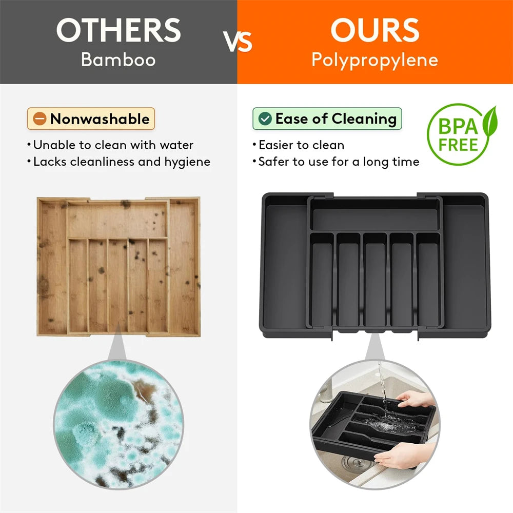 منظم درج أدوات المائدة الفضية القابل للتعديل